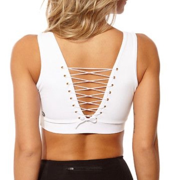 PRJON Other - PRJON ATHLEISURE WHITE LACE UP BACK SPORTS BRA SIZE MEDIUM GYM ATHLETIC